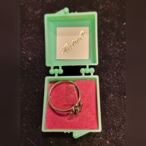 Vintage Warmet 925 Sterling Silver Four Leaf Clover Ring w Green Gem